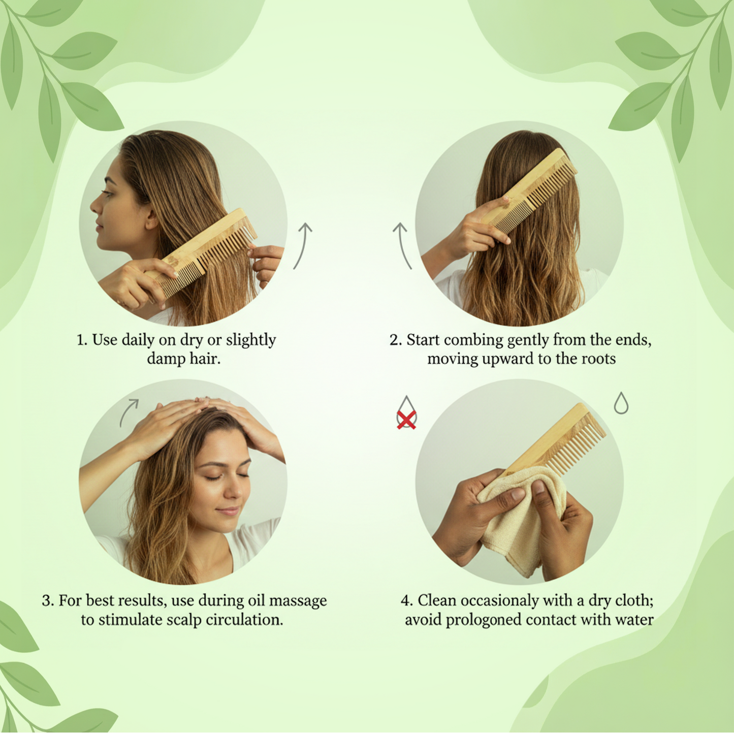 Aaureal Roots Neem Wood Full Comb