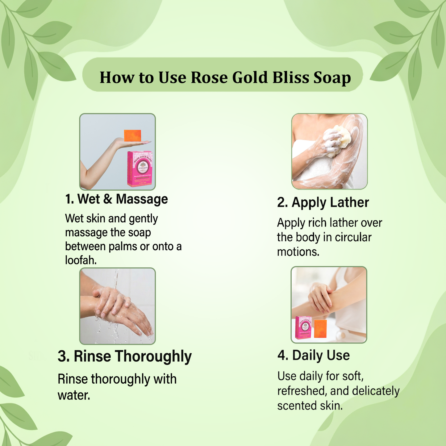 Aaureal Roots Rose Gold Bliss – Luxury Bathing Soap with Rose & 24K Gold