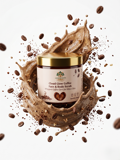 Aaureal Roots Cloud Glow Coffee Face & Body Scrub – Brightening & De-Tan Exfoliating Scrub