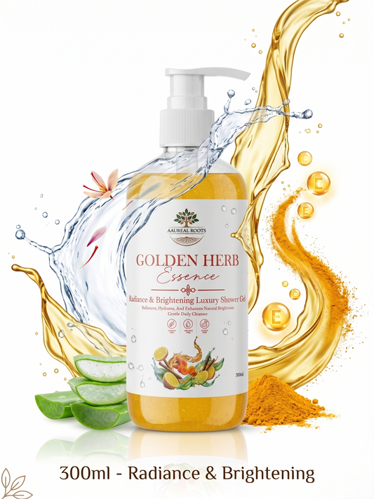 Golden Herb Essence Radiance & Brightening Shower Gel | Saffron & Turmeric Body Cleanser