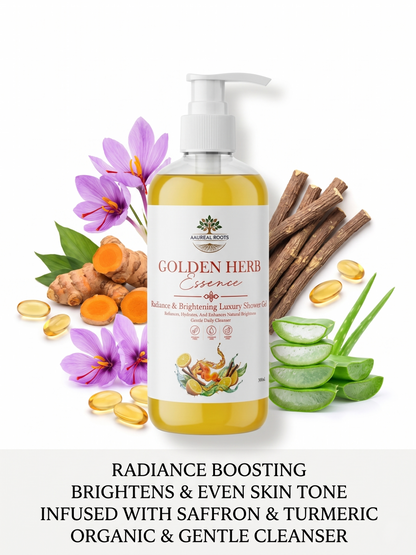 Golden Herb Essence Radiance & Brightening Shower Gel | Saffron & Turmeric Body Cleanser