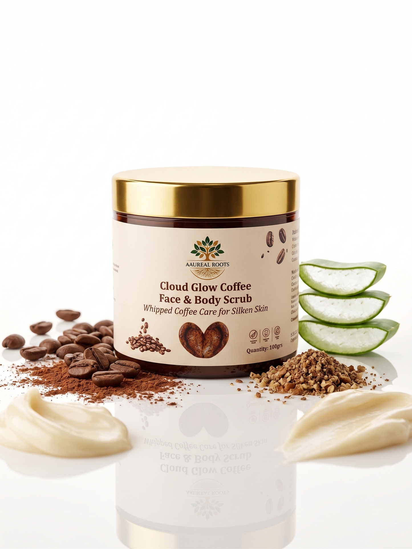 Aaureal Roots Cloud Glow Coffee Face & Body Scrub – Brightening & De-Tan Exfoliating Scrub