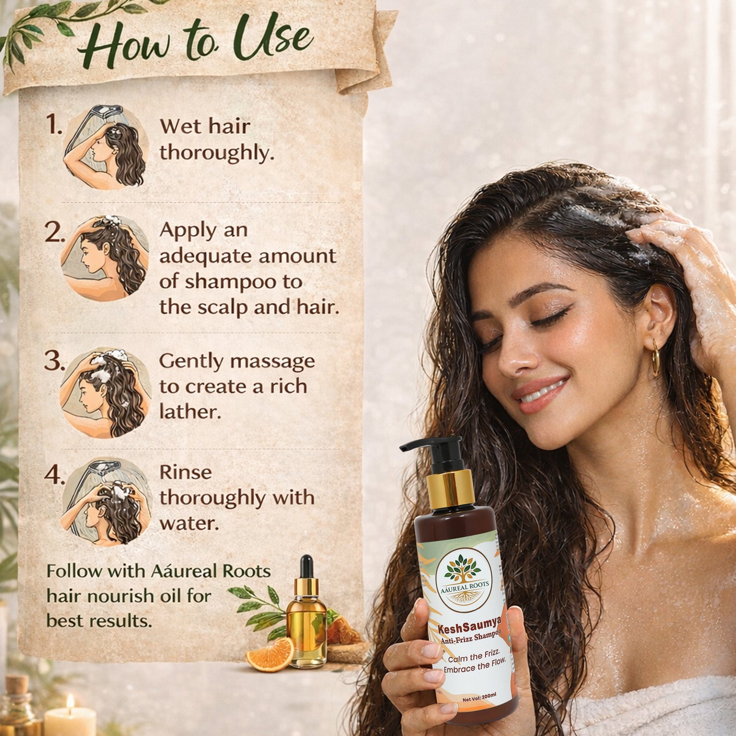 Aaureal Roots KeshSaumya Anti-Frizz Shampoo