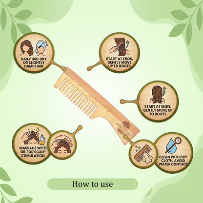 Aaureal Roots Neem Wood Handle Comb