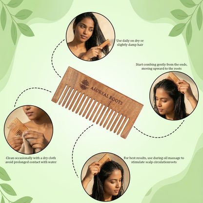 Aaureal Roots Neem Wood Shampoo Comb