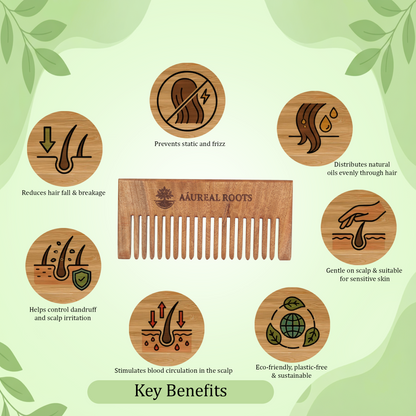 Aaureal Roots Neem Wood Shampoo Comb