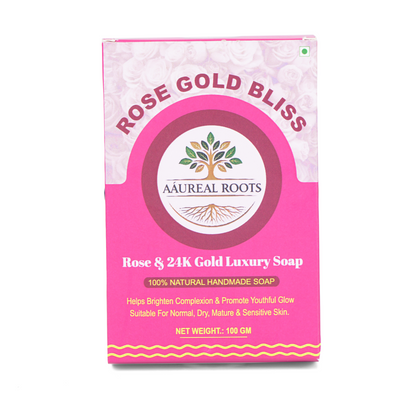 Aaureal Roots Rose Gold Bliss – Luxury Bathing Soap with Rose & 24K Gold