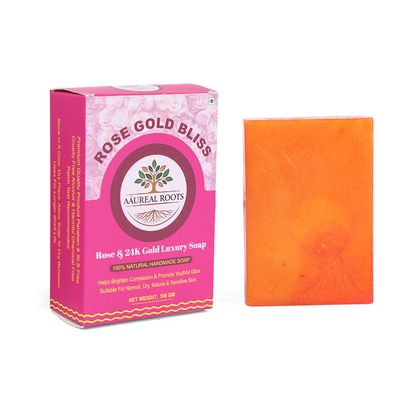 Aaureal Roots Rose Gold Bliss – Luxury Bathing Soap with Rose & 24K Gold