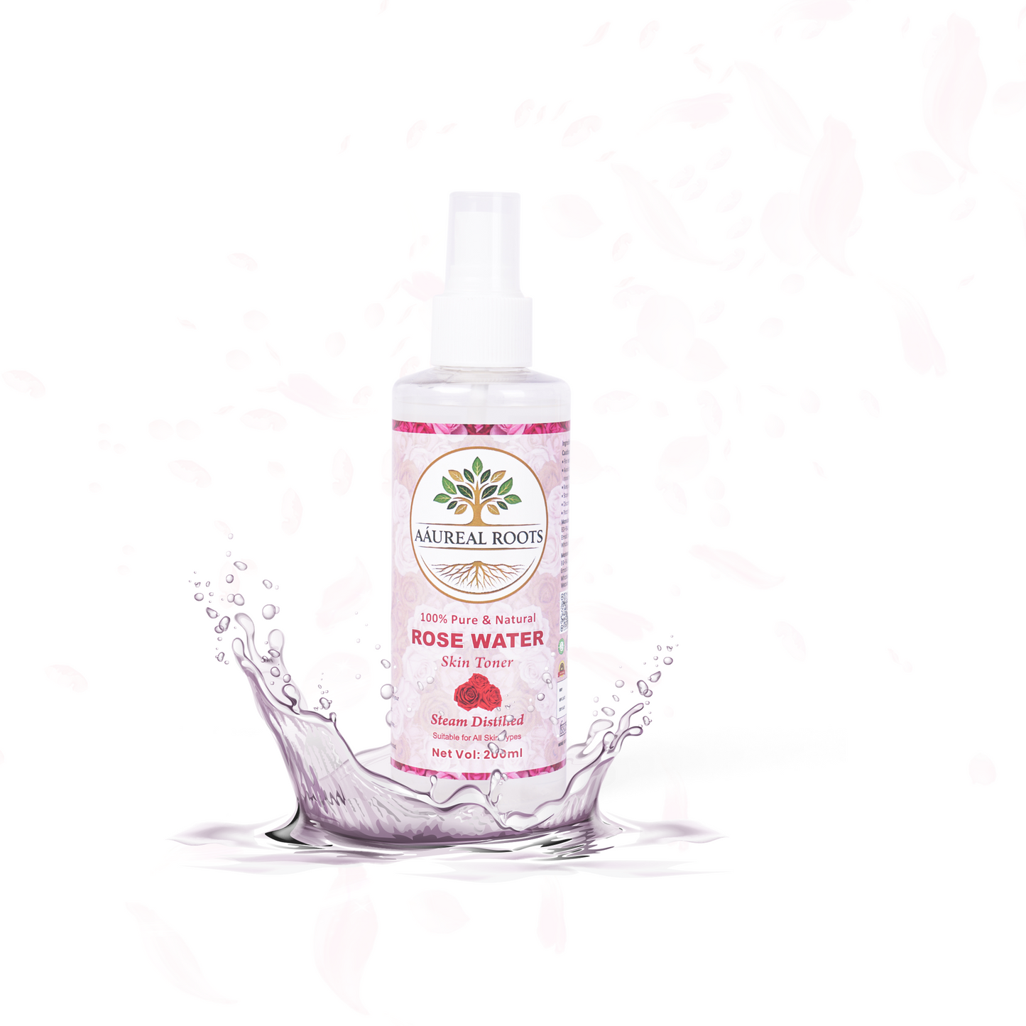 Aaureal Roots Pure Rose Water (Steam-Distilled Facial Mist)