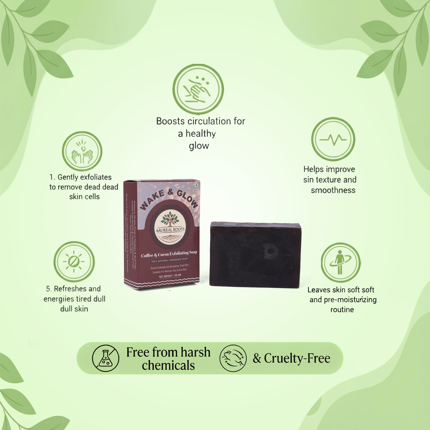 Aaureal Roots Wake & Glow Exfoliating Soap