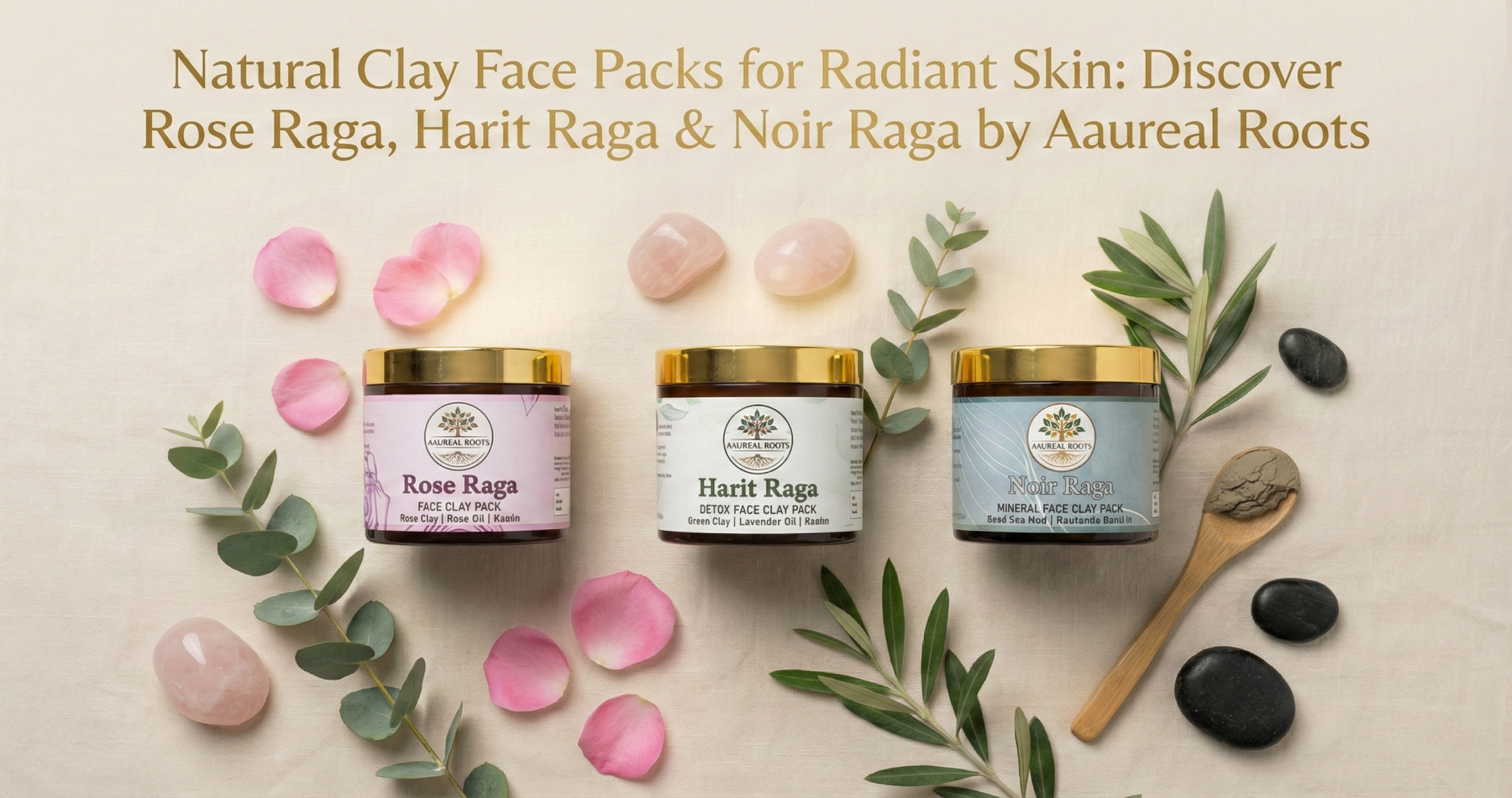 Natural Clay Face Packs for Radiant Skin: Discover Rose Raga, Harit Raga & Noir Raga by Aaureal Roots